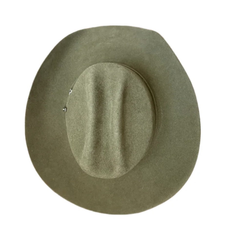 Merino Wool Western Hat - Olive Green