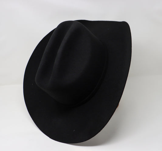 Black fedora hat on a white background